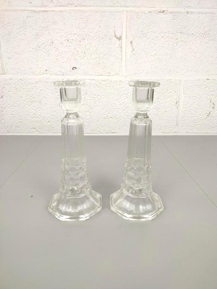 Duo Val saint lambert kandelaars, Antiek en Kunst, Antiek | Kandelaars, Ophalen of Verzenden