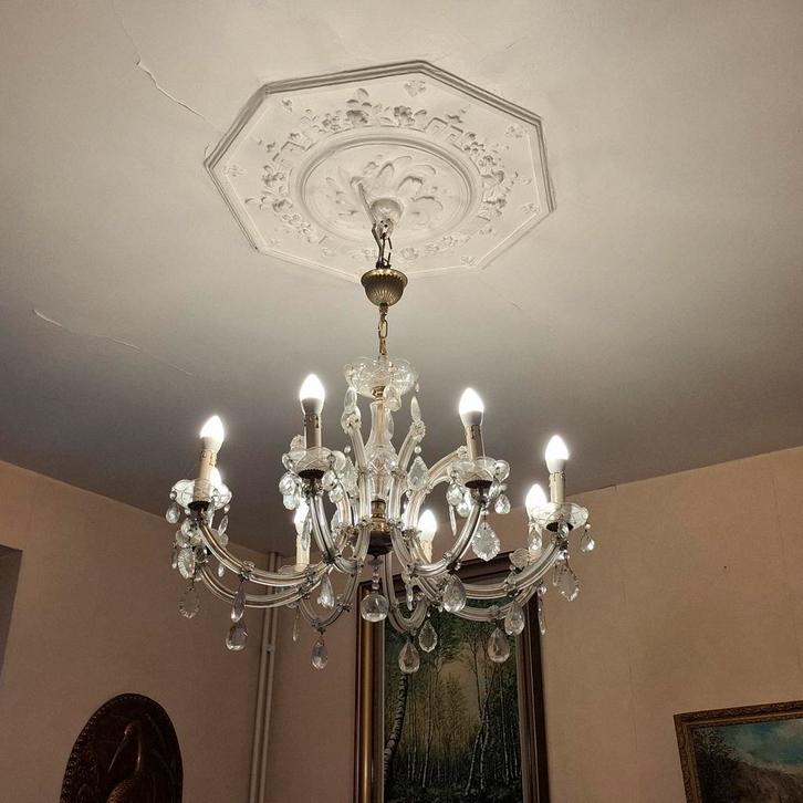 Volledig kristallen kroonluchter, Huis en Inrichting, Lampen | Kroonluchters