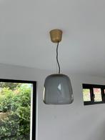 Hanglamp, glas en goudkleurig metaal, Huis en Inrichting, Lampen | Hanglampen, Ophalen, Zo goed als nieuw