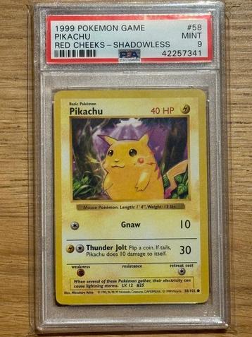 Pikachu base set PSA 9 - shadowless red cheeks! beschikbaar voor biedingen