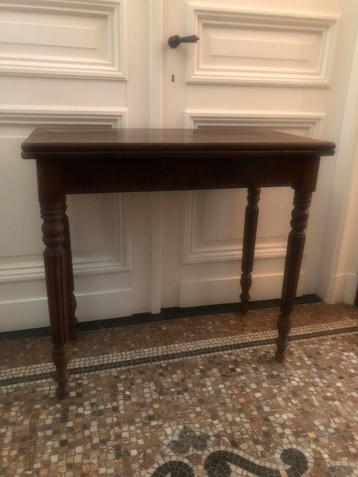 ANTIEKE FRANSE KAARTTAFEL SIDETABLE MAHONIE BIJZET beschikbaar voor biedingen