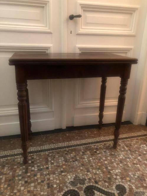 ANTIEKE FRANSE KAARTTAFEL SIDETABLE MAHONIE BIJZET, Antiek en Kunst, Antiek | Meubels | Tafels, Ophalen