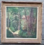 huile sur toile sous bois signe emile lecomte, Antiek en Kunst, Ophalen of Verzenden