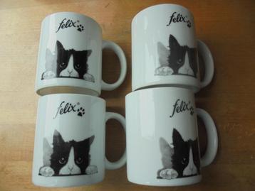 4 leuke "FELIX de kat" koffietas/mok beschikbaar voor biedingen