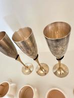 Vintage set van 4 messing/verzilverde champagnecoupes, Ophalen