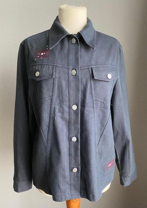 Grijs-blauw jasje Carla Ferroni maat 44, Kleding | Dames, Jassen | Zomer, Zo goed als nieuw, Maat 42/44 (L), Grijs, Verzenden