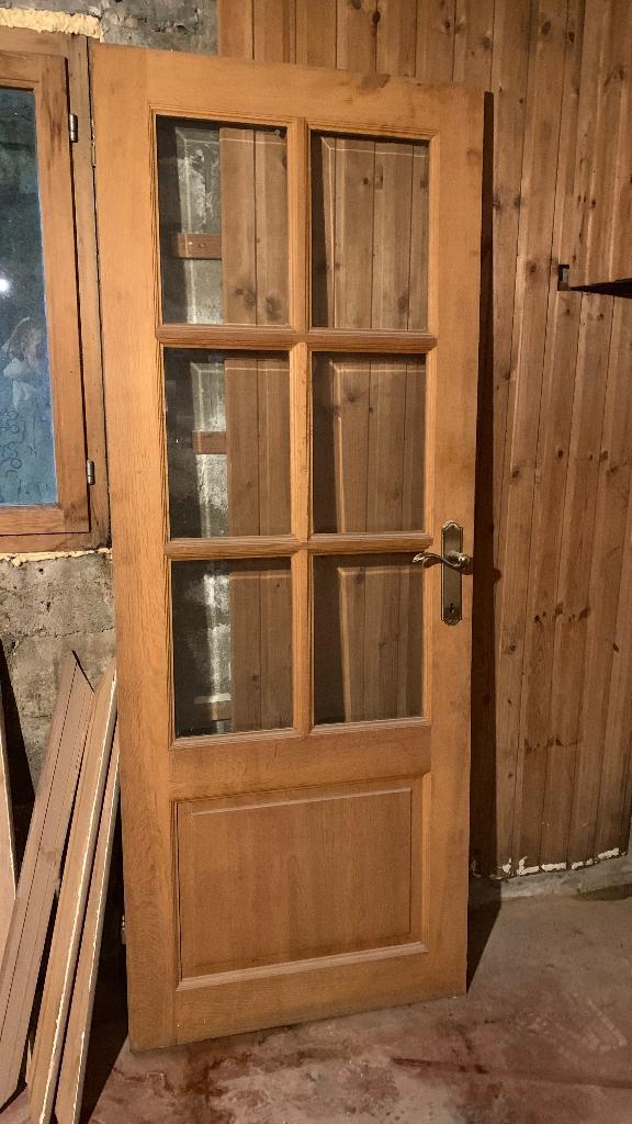Portes bois chêne, Bricolage & Construction, Châssis & Portes coulissantes, Utilisé, Chambranle de porte, Bois, 150 à 225 cm, Vitre comprise