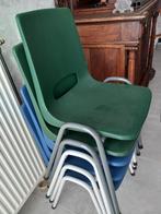 20 stoelen (17 groen + 3 blauw), Huis en Inrichting, Stoelen, Vijf, Zes of meer stoelen, Blauw, Kunststof, Gebruikt