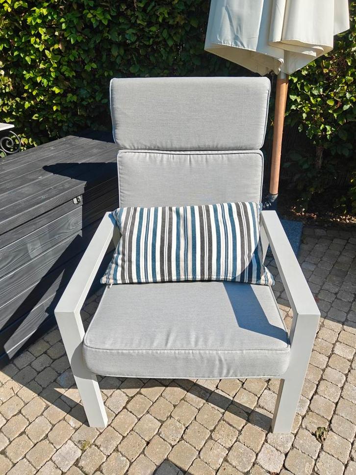 4 kwaliteitsvolle verstelbare tuinzetels + kussens.Per stuk., Tuin en Terras, Tuinstoelen, Zo goed als nieuw, Aluminium, Verstelbaar