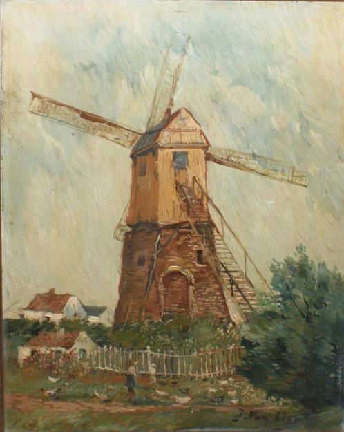 Jan Van Lier (1921): Bosmolen Knokke-Heist (60 x 76 cm), Antiquités & Art, Art | Peinture | Classique, Enlèvement ou Envoi