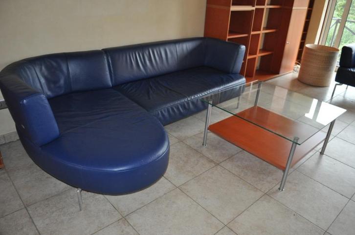 Hülsta lederen salon + zitzetel + schommelstoel + salontafel, Huis en Inrichting, Zetels | Complete zithoeken, Gebruikt, Leer