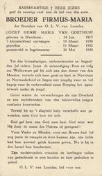 Gesneuvelde 1940-45Broeder Firmus Marie Ingelmunster 1940, Collections, Images pieuses & Faire-part, Enlèvement ou Envoi