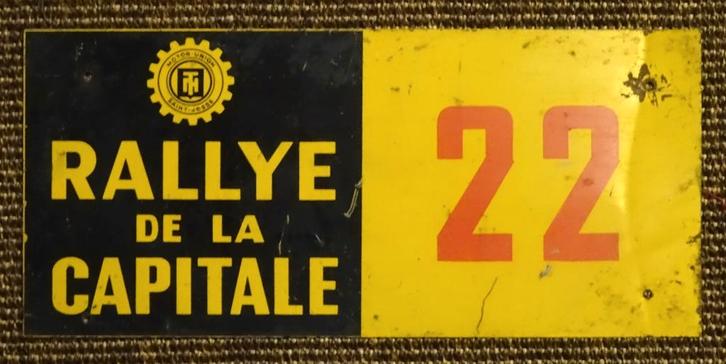 Rally plaat auto Rallye de la Capitale 1955, Verzamelen, Automerken, Motoren en Formule 1, Gebruikt, Auto's, Ophalen of Verzenden