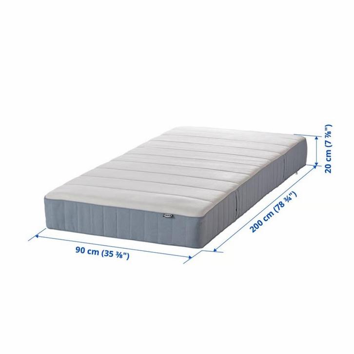 Pocketveringmatras, middelhard/lichtblauw, 90x200 cm, Huis en Inrichting, Slaapkamer | Matrassen en Bedbodems, Nieuw, Matras, 90 cm