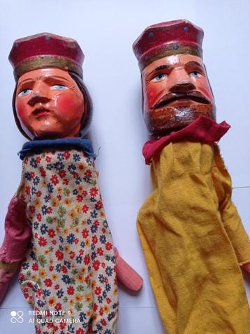 Marionnettes Anciennes en bois, 12 figurines