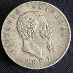 Italie - 5 Lire 1877 R - KM 8.4 - 37, Enlèvement ou Envoi, Monnaie en vrac, Argent, Italie