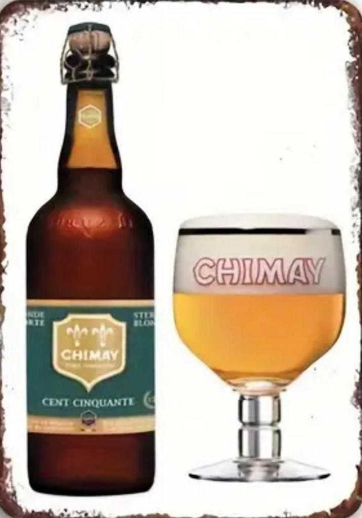 Metalen reclamebord Chimay groen- retro vintage mancave, Verzamelen, Biermerken, Nieuw, Reclamebord, Plaat of Schild, Overige merken