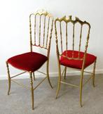 Vintage Chiavari stoel Hollywood Regency messing 1 van 2, Vintage stoel Mid-Century Modern Italiaans design, Utilisé, Enlèvement ou Envoi