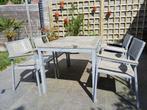 Tuintafel met 4 stoelen, Tuin en Terras, Tuintafels, Ophalen, Gebruikt, Rechthoekig, Hout