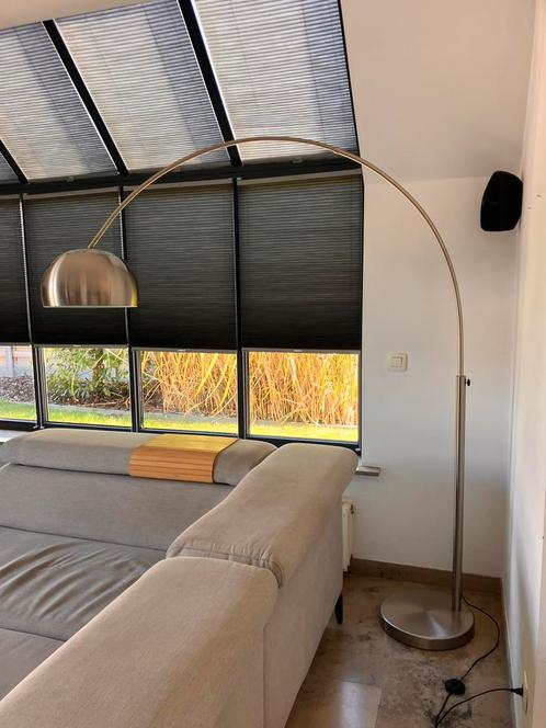 Design booglamp inox, Huis en Inrichting, Lampen | Vloerlampen, Zo goed als nieuw, 200 cm of meer, Metaal, Ophalen
