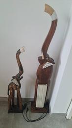 Tafellamp en olifantenstatus, Zo goed als nieuw, Hout, 50 tot 75 cm, Ophalen