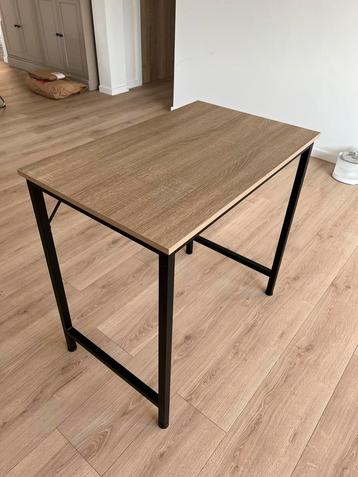 Bureau - hout met zwart metaal - 80cm breed beschikbaar voor biedingen