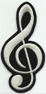 Muzieknoten stoffen opstrijk patch embleem #6, Verzamelen, Muziek, Artiesten en Beroemdheden, Verzenden, Nieuw, Kleding