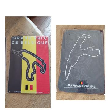 2 Metalen plaaten van Circuit de Spa Francorchamps. Nieuw  beschikbaar voor biedingen