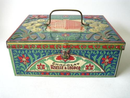 Chocolat Ruelle & Lecocq chocolade blik België 1900, Verzamelen, Blikken, Gebruikt, Ophalen of Verzenden