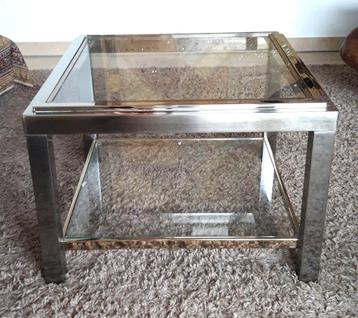 Table basse en chrome et laiton, 1970 beschikbaar voor biedingen