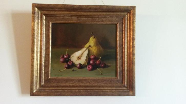 Stilleven met peren en kersen – Raymond Van Hoeck, Antiek en Kunst, Kunst | Schilderijen | Klassiek, Ophalen