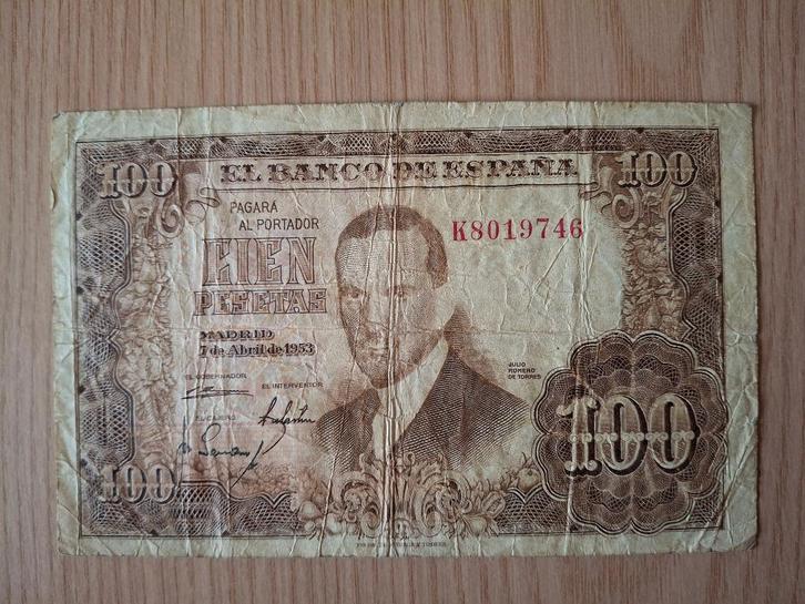 Oude bankbiljetten Spanje 100 Pesetas, Postzegels en Munten, Munten en Bankbiljetten | Verzamelingen, Bankbiljetten, Ophalen of Verzenden