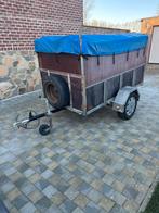 Enkelas aanhangwagen met afdekzeil – 750kg, Ophalen, Gebruikt
