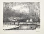 Litho Vic Dooms - Leie en kerk Latem - mooi exemplaar, Antiek en Kunst, Kunst | Litho's en Zeefdrukken, Ophalen of Verzenden