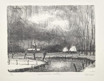 Litho Vic Dooms - Leie en kerk Latem - mooi exemplaar beschikbaar voor biedingen