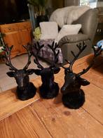 3 zwarte decoratieve hertenkoppen, Ophalen of Verzenden