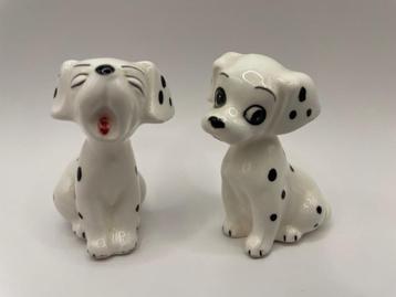 2 kleine beeldjes van Dalmatiërs met stempel disney disponible aux enchères