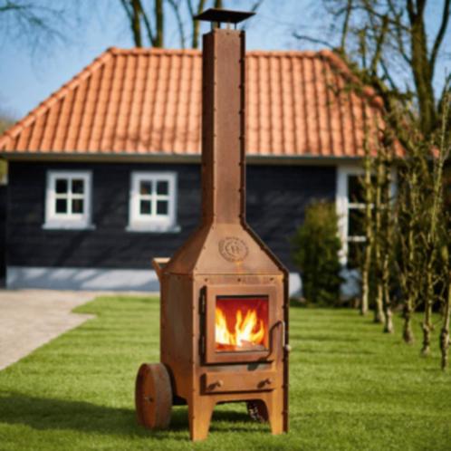 Buitenkachel Bijuga Cortenstaal en Cortenstaal verroest, Tuin en Terras, Tuinhaarden, Nieuw, Ophalen of Verzenden