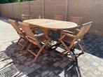 Teakhout tuinset – Uitschuifbare tafel + 6 stoelen, Tuin en Terras, Ophalen, Tuinset