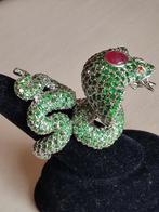 Christophe Terzian ring met tsavorieten, robijn en gele saff, 18 tot 19, Ophalen of Verzenden, Zo goed als nieuw, Dame of Heer