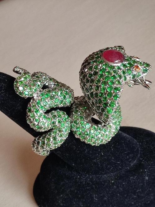 Christophe Terzian ring met tsavorieten, robijn en gele saff, Handtassen en Accessoires, Ringen, Zo goed als nieuw, Dame of Heer