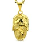 Skull biker hanger in goudkleurig staal, Handtassen en Accessoires, Ophalen of Verzenden, Nieuw
