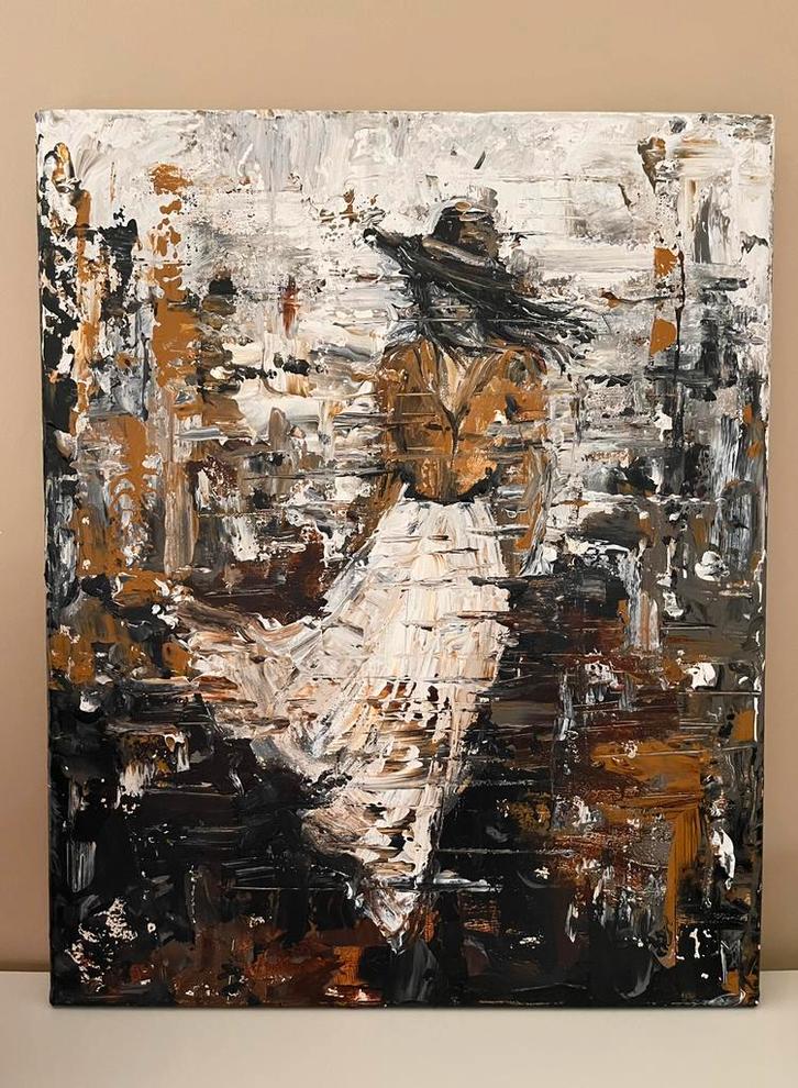 Abstract schilderij klasse dame Mk Art, Antiek en Kunst, Kunst | Schilderijen | Abstract, Ophalen of Verzenden