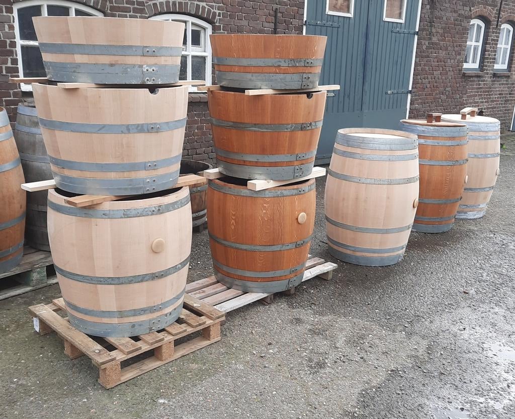 Eiken wijnvat, regenton,bloembak tuin bank, Ophalen