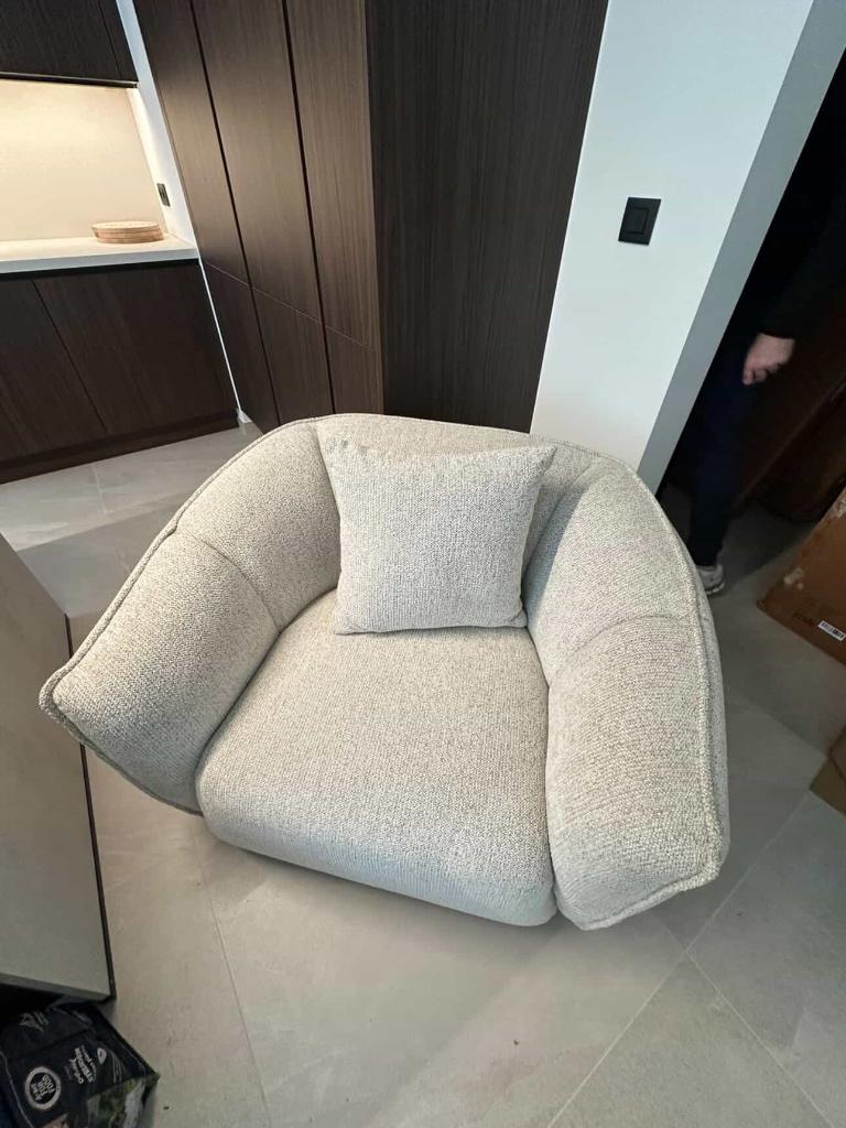 Fauteuil design beige – NEUF, Maison & Meubles, Enlèvement, Neuf, 100 à 125 cm, 75 à 100 cm