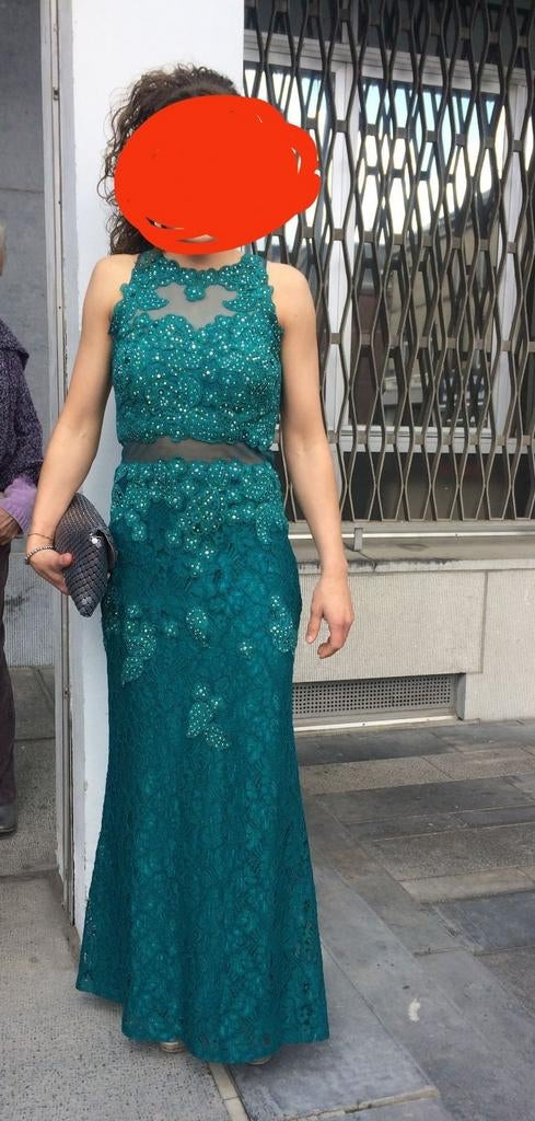 Robe cocktail de chez " Alice Désir " Paris, Taille 36 (S), Comme neuf, Vert, Envoi