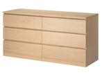 MALM 2x ladekast eiken fineer., Ophalen, Gebruikt, 5 laden of meer, 150 tot 200 cm