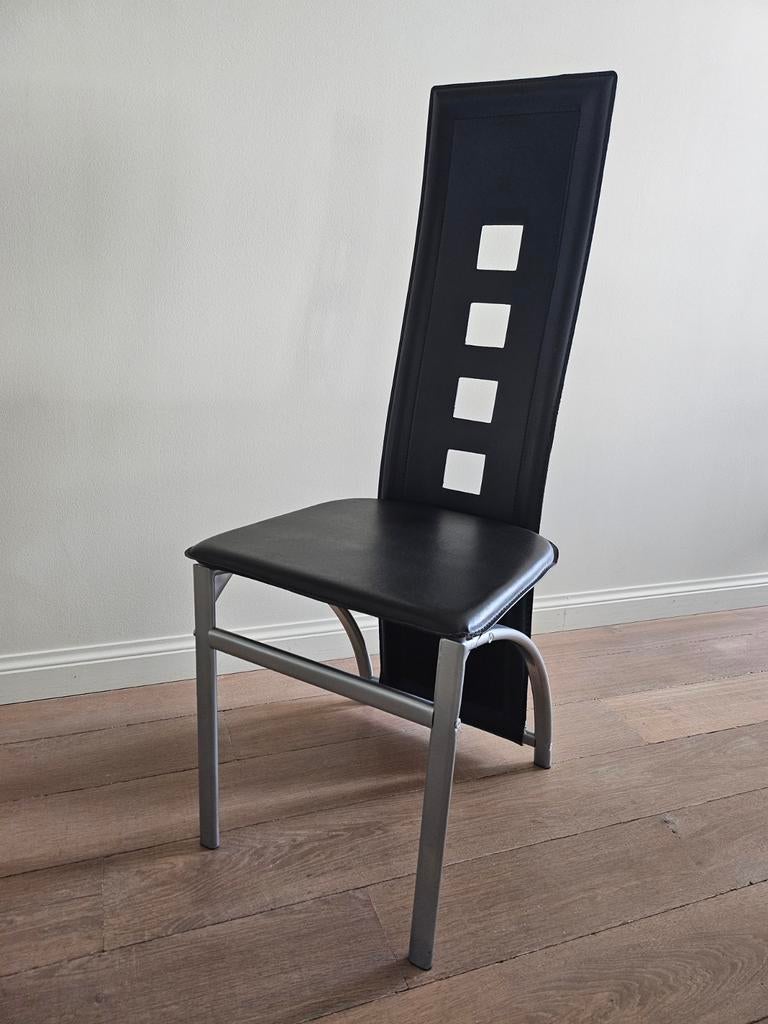 6 Chaises de salle à manger, Métal, Enlèvement, Modern, Noir