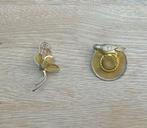 Superbes boucles d'oreilles anciennes : fleur et chapeau, Bijoux, Sacs & Beauté, Enlèvement ou Envoi, Or