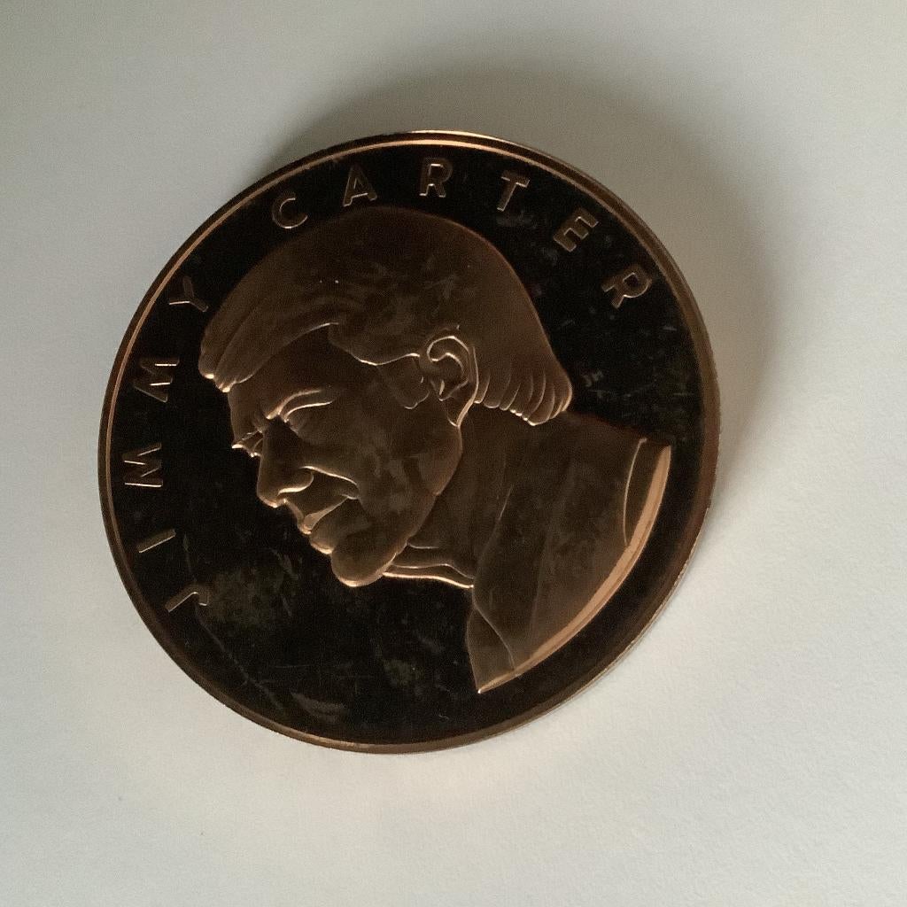 Bronzen munt Jimmy Carter inauguratie uit 1977, Ophalen of Verzenden, Noord-Amerika, Losse munt